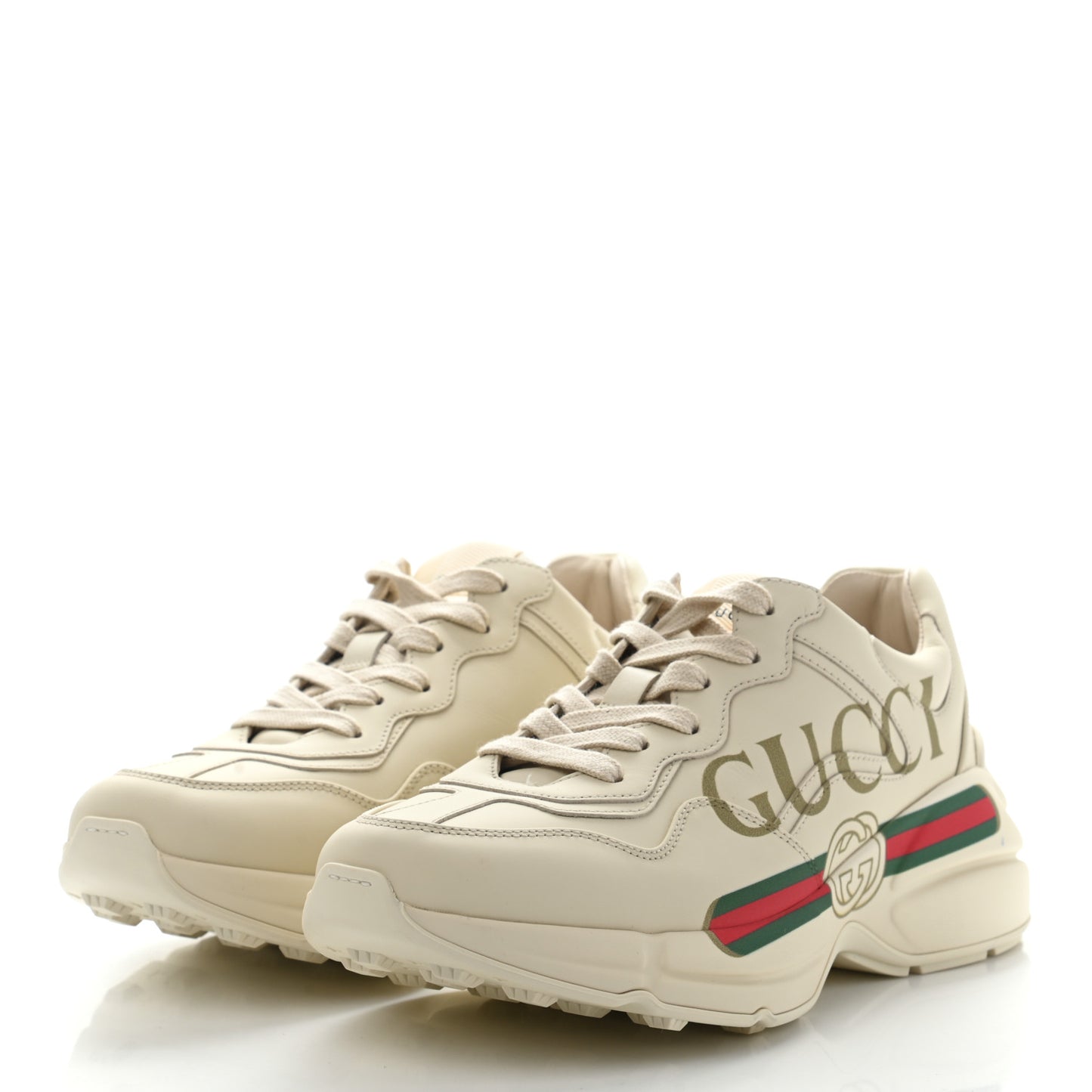 Calfskin Logo Womens Rhyton Sneakers 38 Ivory