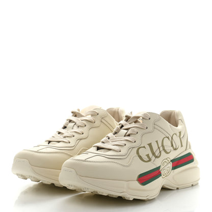 Gucci Calfskin Logo Womens Rhyton Sneakers 38 Ivory 3 of 11