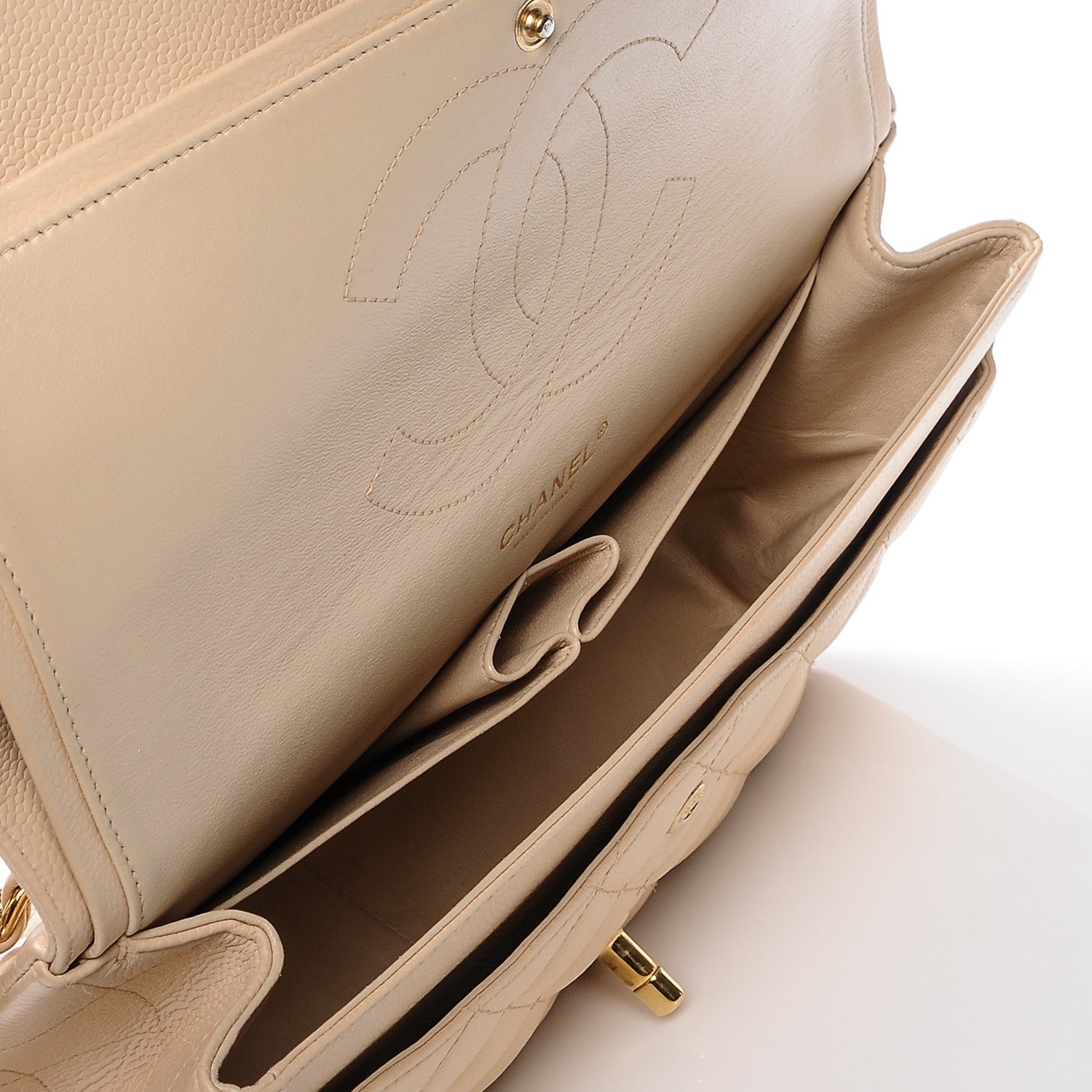 Chanel Caviar Quilted Jumbo Double Flap Beige 7 of 9