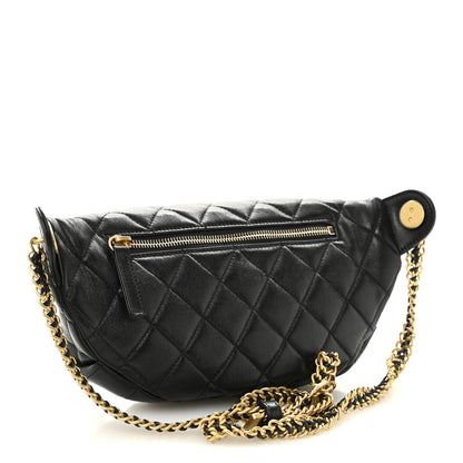 Chanel Shiny Lambskin Quilted Belt Bag Black Black 3 of 10