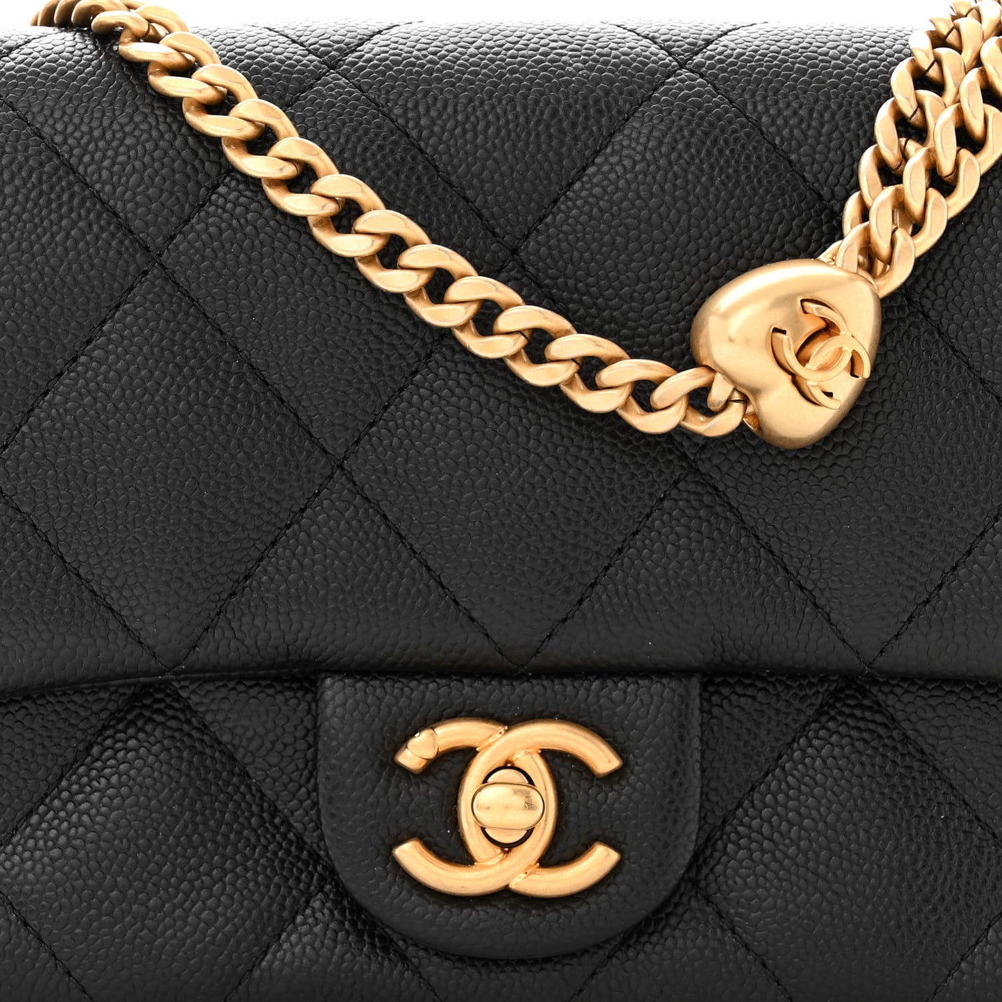 Caviar Quilted Mini Sweetheart Flap Black