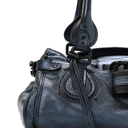 Chloe Metallic Calfskin Medium Paddington Satchel Blue 8 of 10
