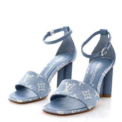Louis Vuitton Monogram Denim Silhouette Sandals 36 Blue 3 of 9