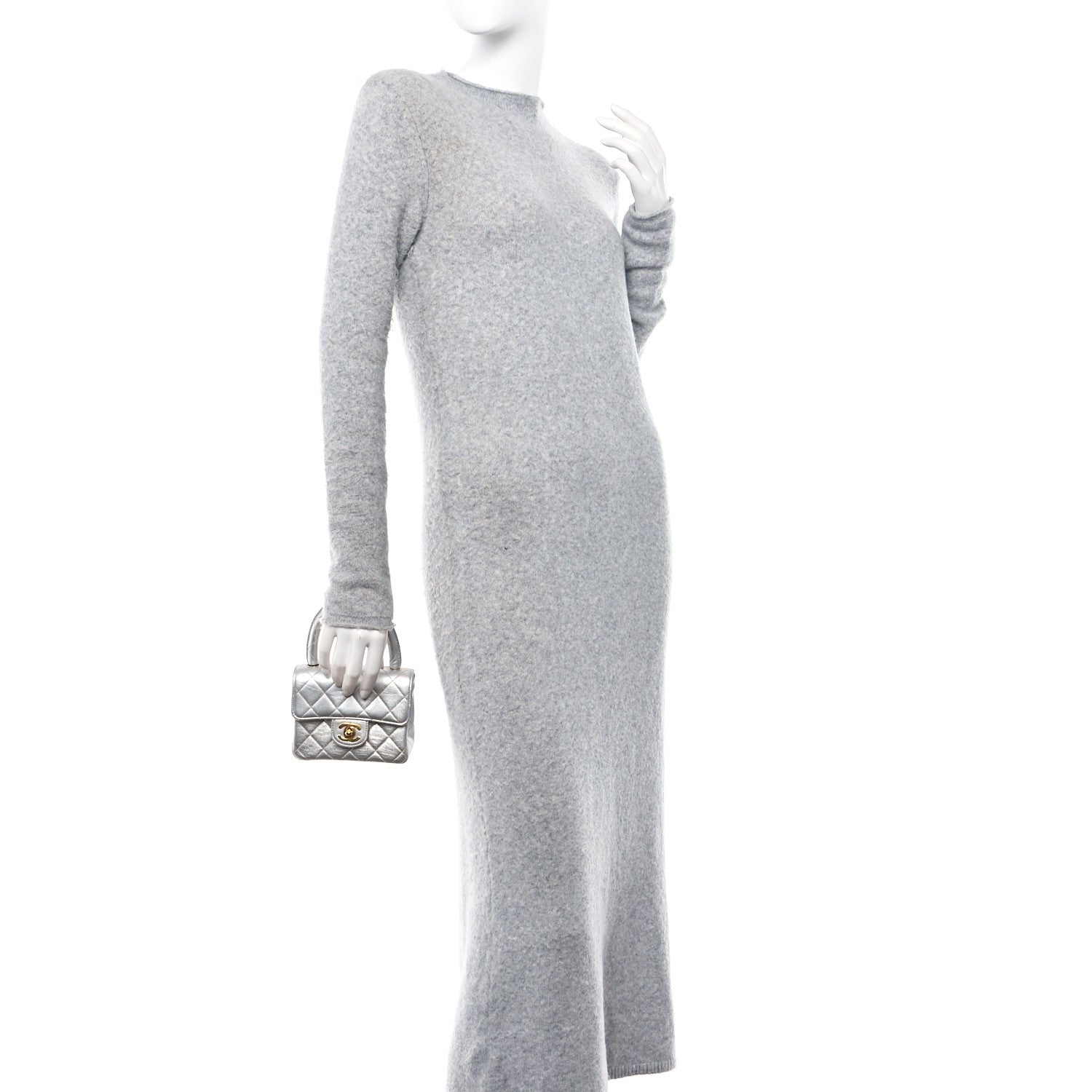 Chanel Metallic Lambskin Quilted Mini Kelly Silver 2 of 17
