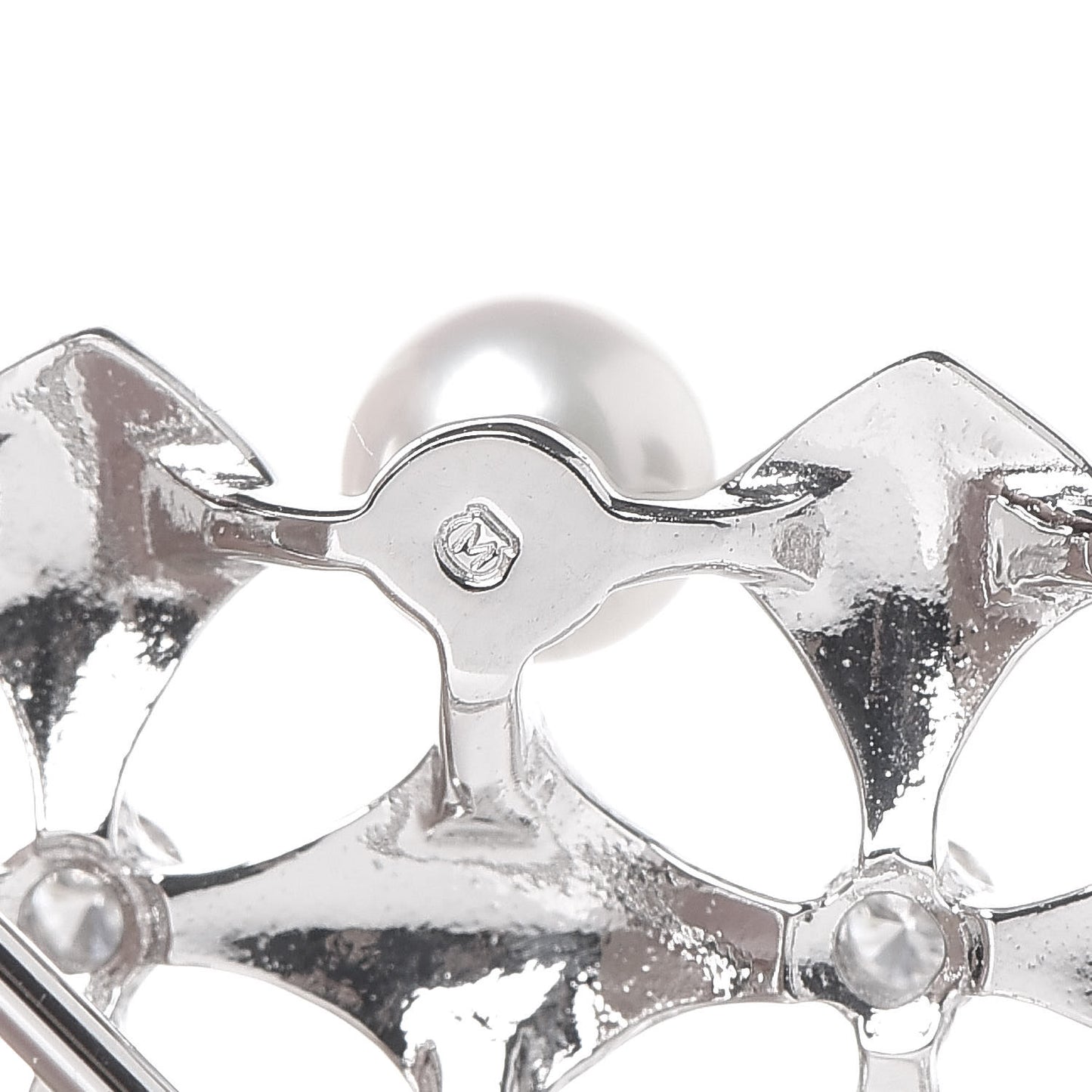 18K White Gold Diamond Akoya Pearl Pendant Brooch