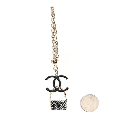 Chanel Enamel CC Quilted Flap Keychain Black 2 of 3