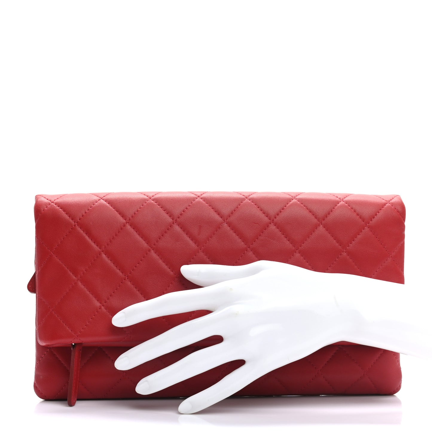 Lambskin Quilted CC Beauty Clutch Red