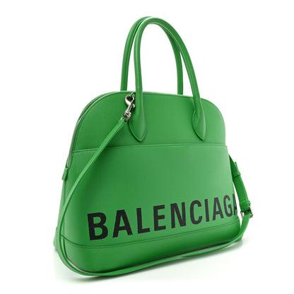 Balenciaga Signature Grained Calfskin Logo M Ville Top Handle Bag Green 3 of 20