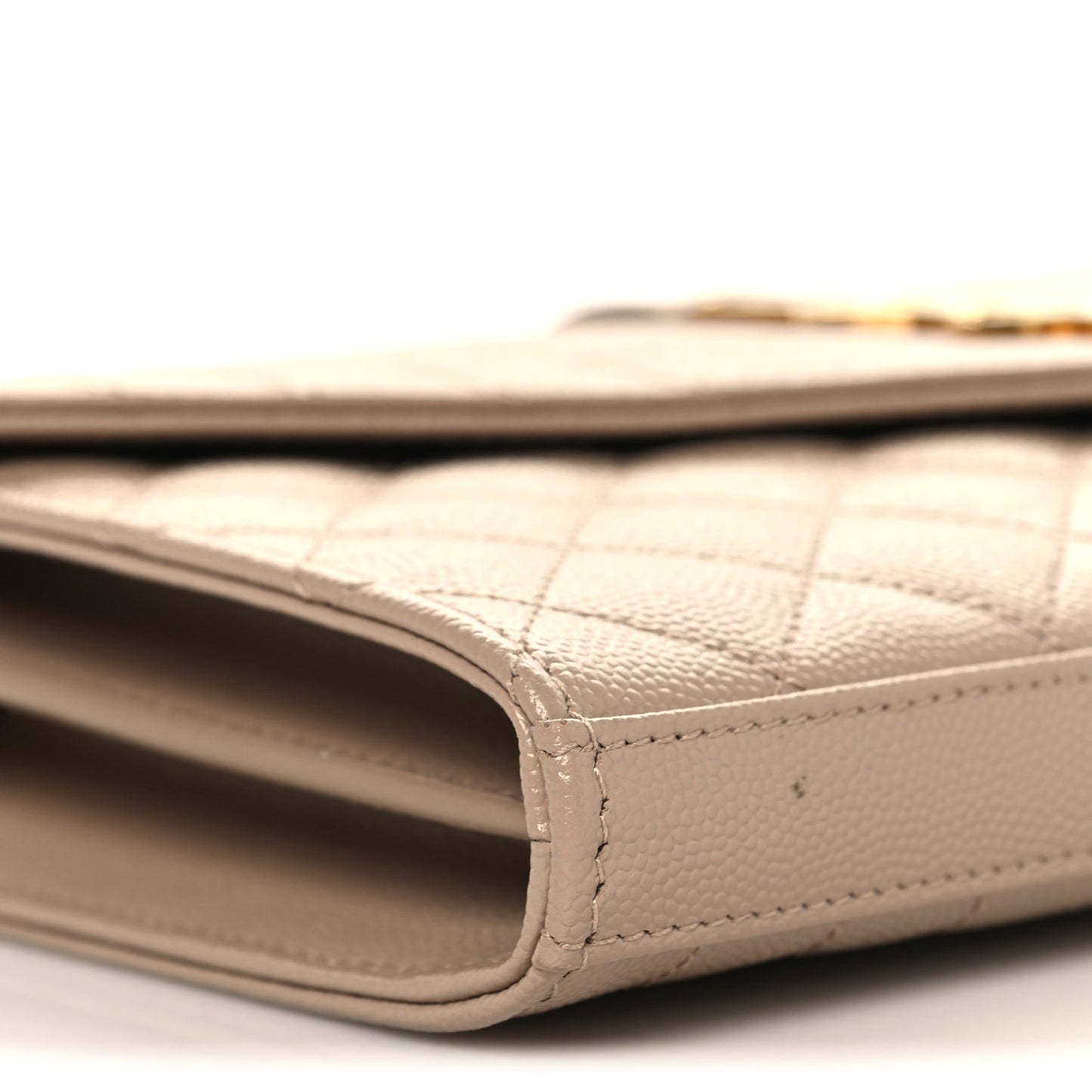 Grain De Poudre Mixed Matelasse Triquilt Monogram Chain Wallet Dark Beige