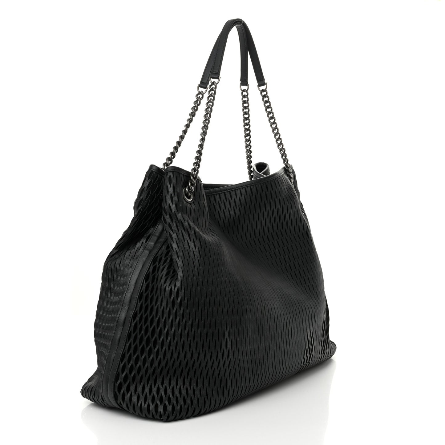 Calfskin Laser Cut Perforated CC Tote Black