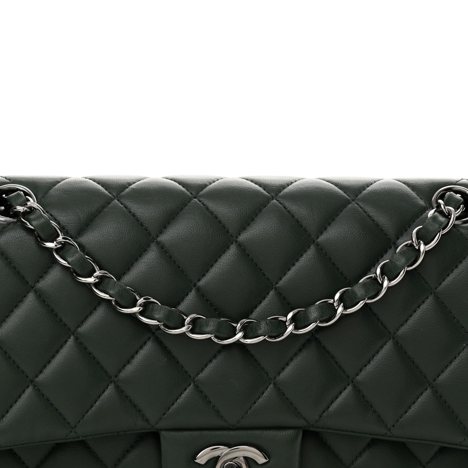 Chanel Lambskin Quilted Medium Double Flap Green 8 of 13