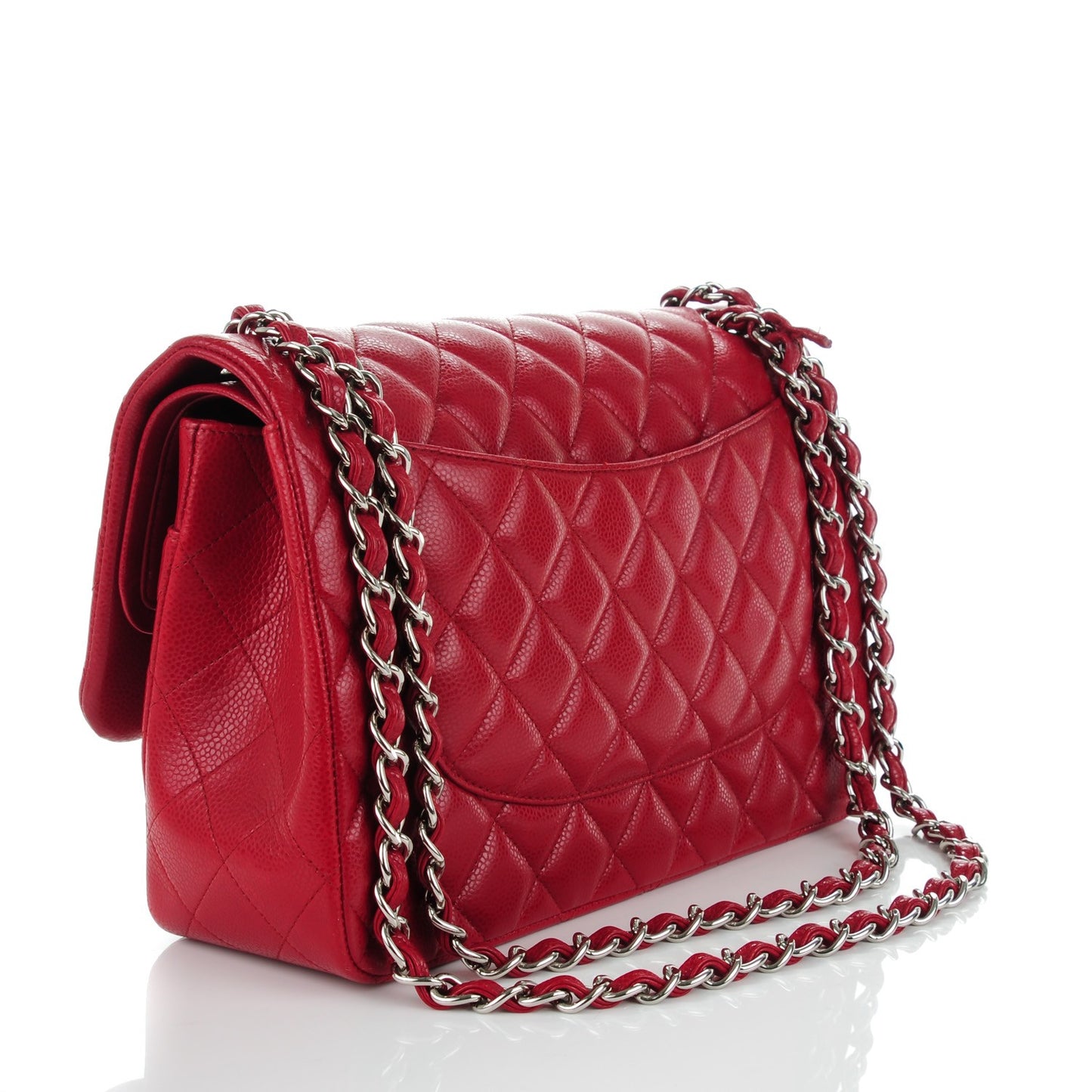 Caviar Quilted Jumbo Double Flap Red