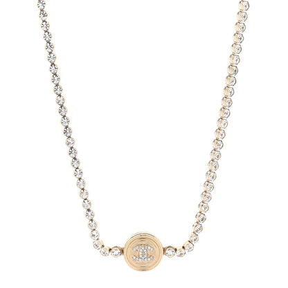 Chanel Crystal CC Chain Short Necklace Gold 1 of 6