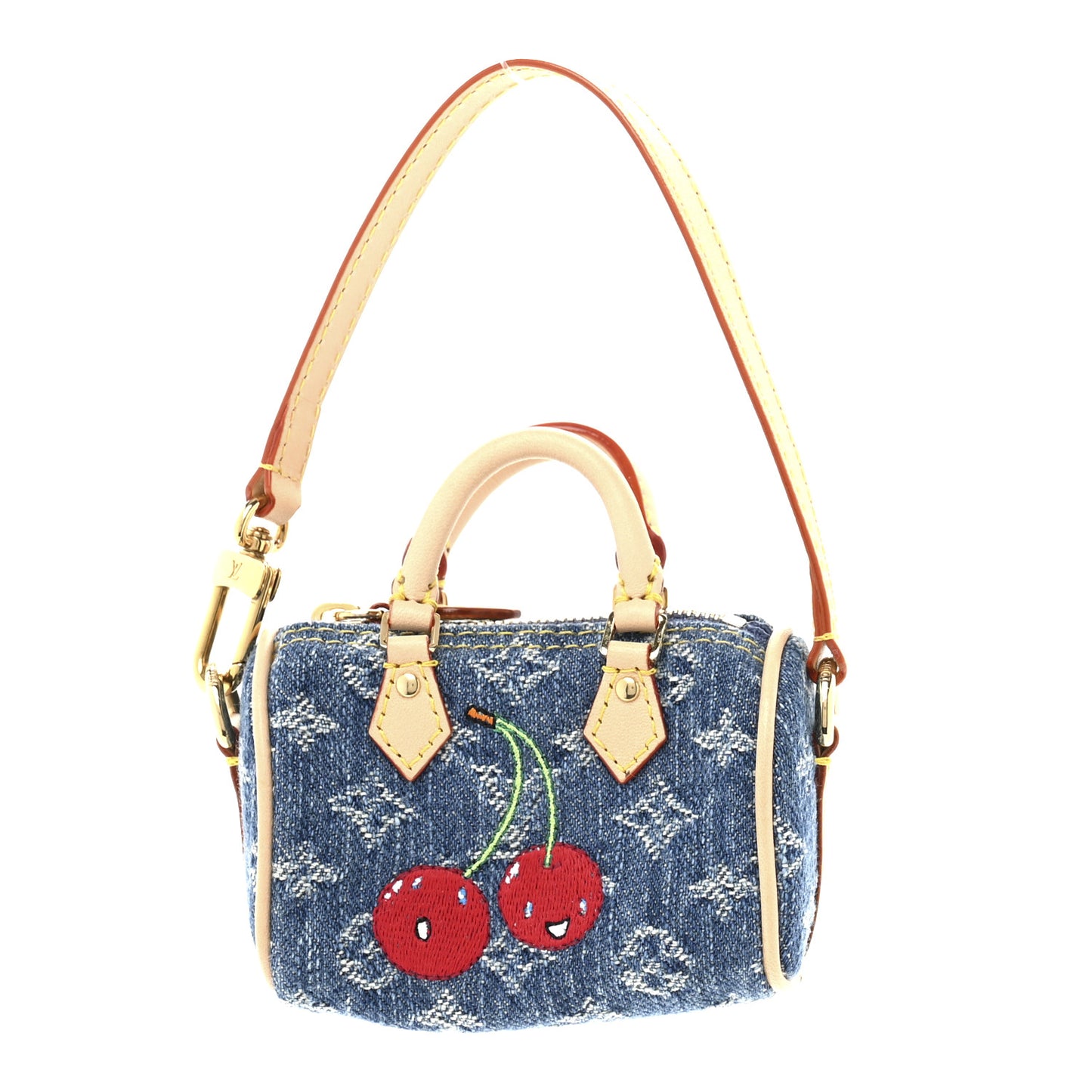 LV X TM Monogram Denim Cerises Micro Speedy Bag Charm Blue