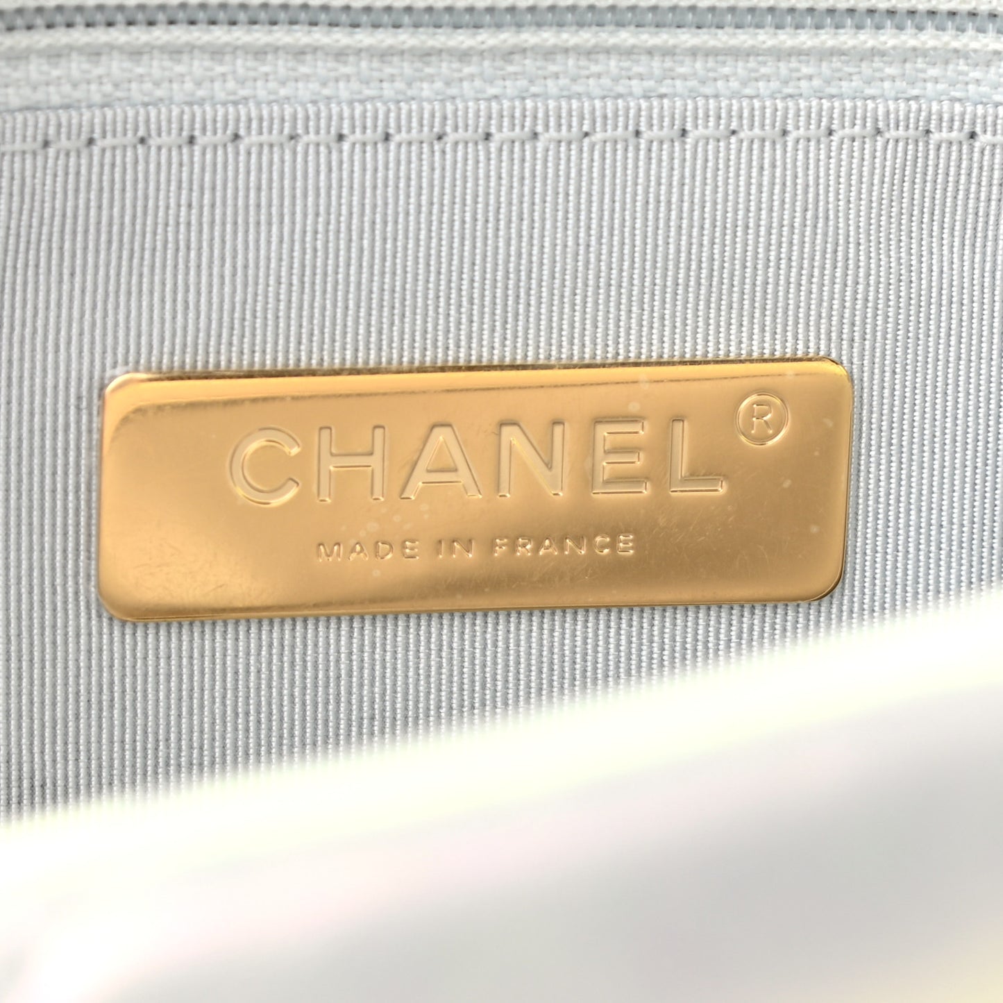 Iridescent Calfskin Quilted Medium Chanel 19 Flap White
