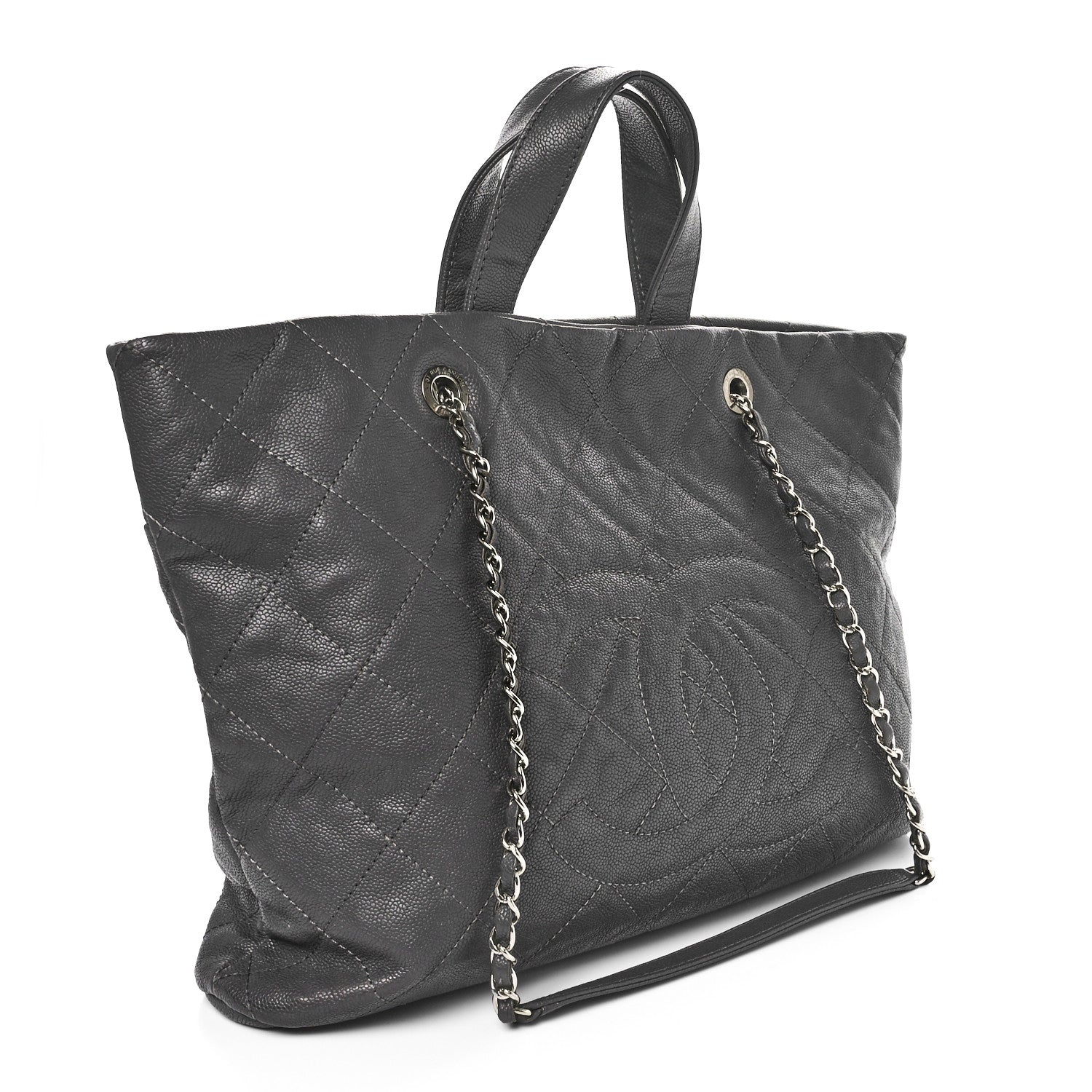 Chanel Caviar Quilted Shopping Tote Grey 2 of 10
