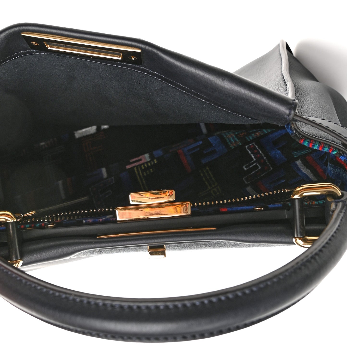 Calfskin Velvet Fun Fair Medium Peekaboo Iconic Satchel Night Blue Multicolor