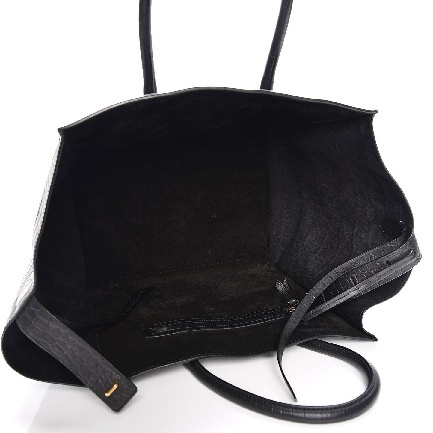 Crocodile Embossed Calfskin Large Phantom Luggage Black