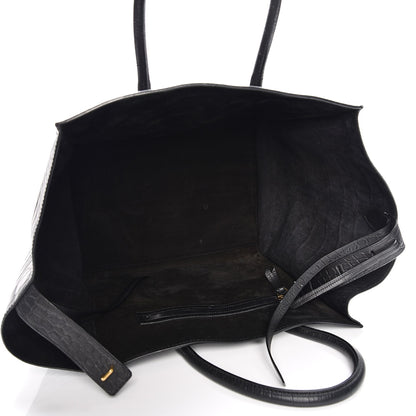 Celine Crocodile Embossed Calfskin Large Phantom Luggage Black 5 of 9