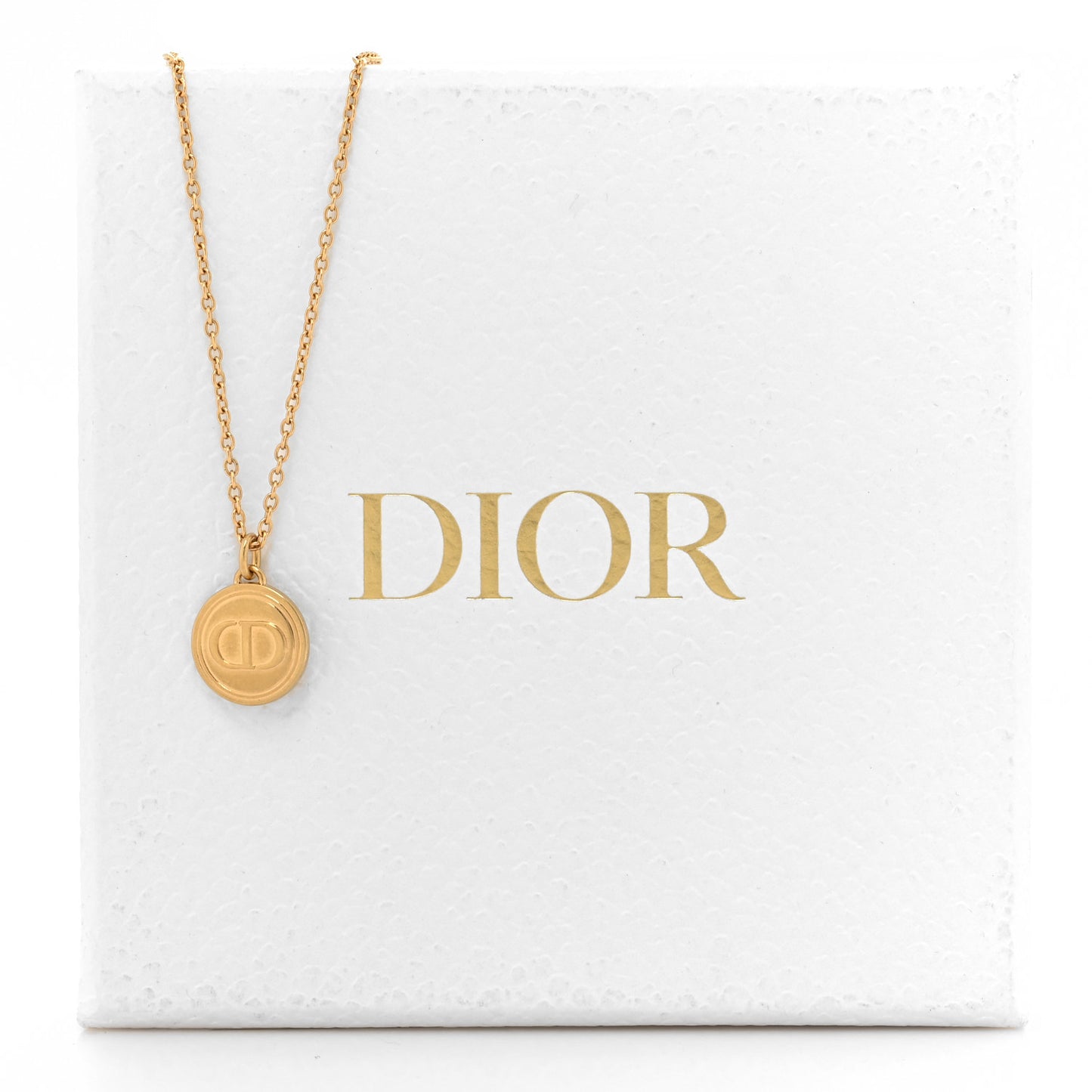 Metal CD Logo Necklace Gold