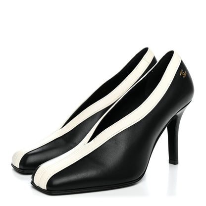 Chanel Lambskin Pumps 35.5 Black Ivory 4 of 10