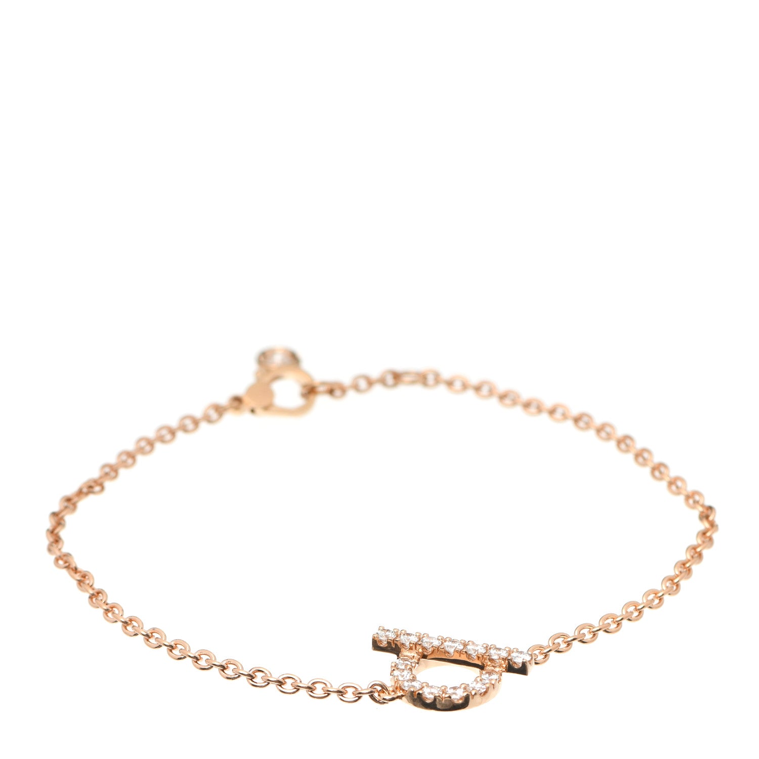 Hermes 18K Rose Gold Diamond Finesse Bracelet LG 1 of 5