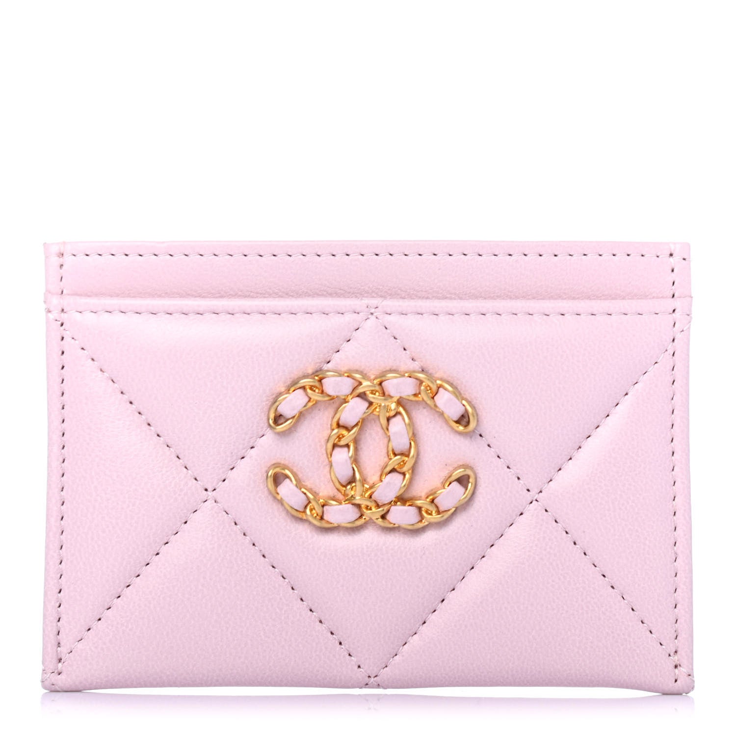 Chanel Lambskin Quilted Chanel 19 Card Holder Light Pink 1 of 5