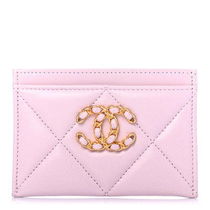 Chanel Lambskin Quilted Chanel 19 Card Holder Light Pink 1 of 5