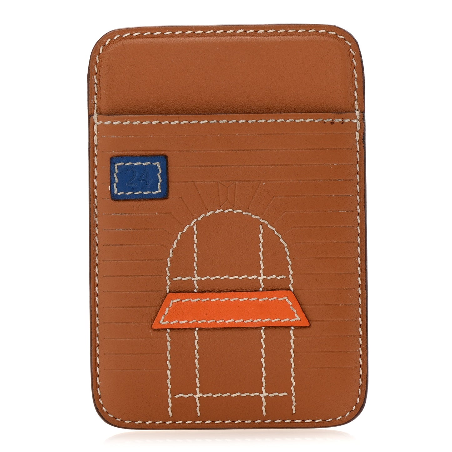 Swift Stitched Faubourg MagSafe Card Holder Gold Bleu De France Orange