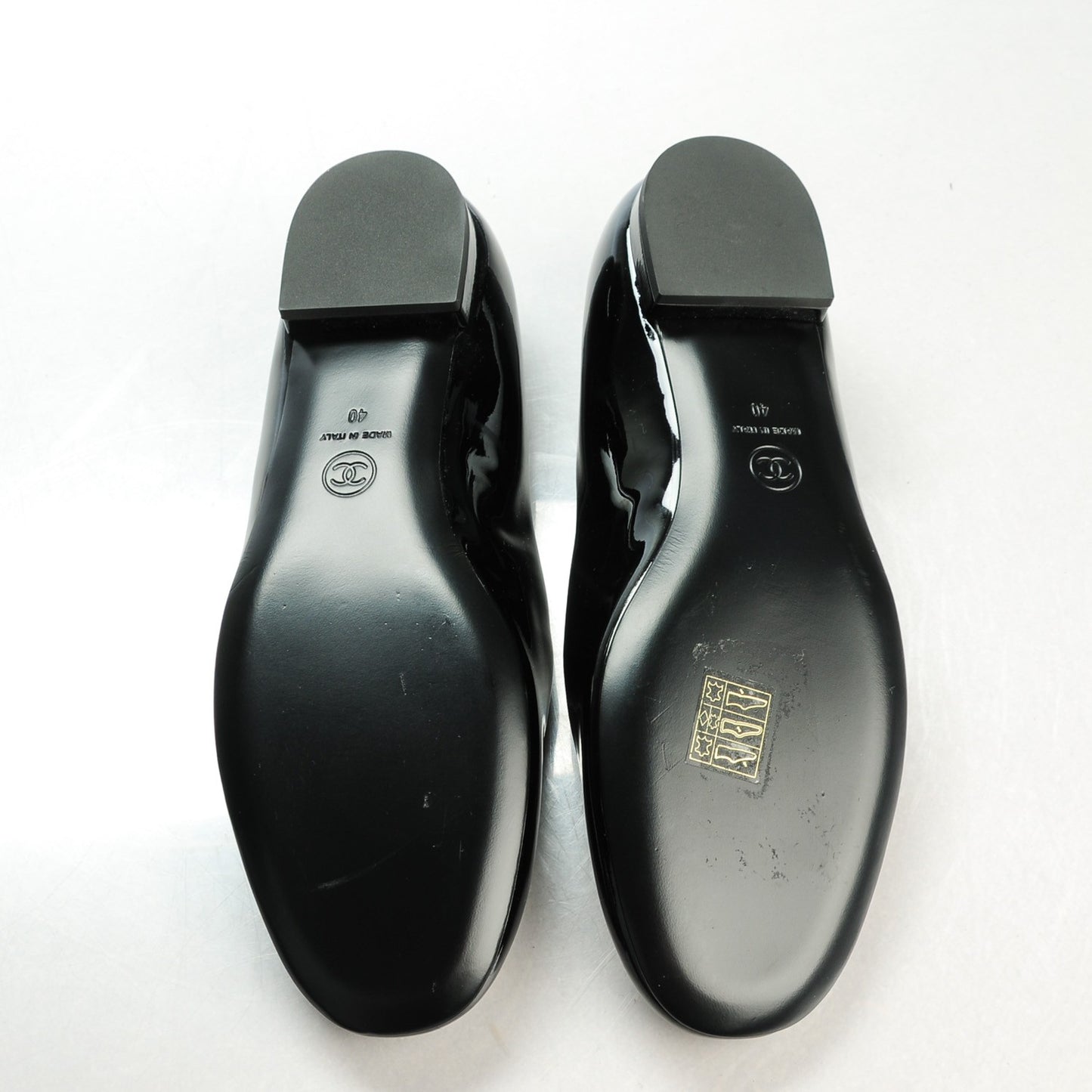 Patent Calfskin Mary Jane Ballerina Flats 40 Black