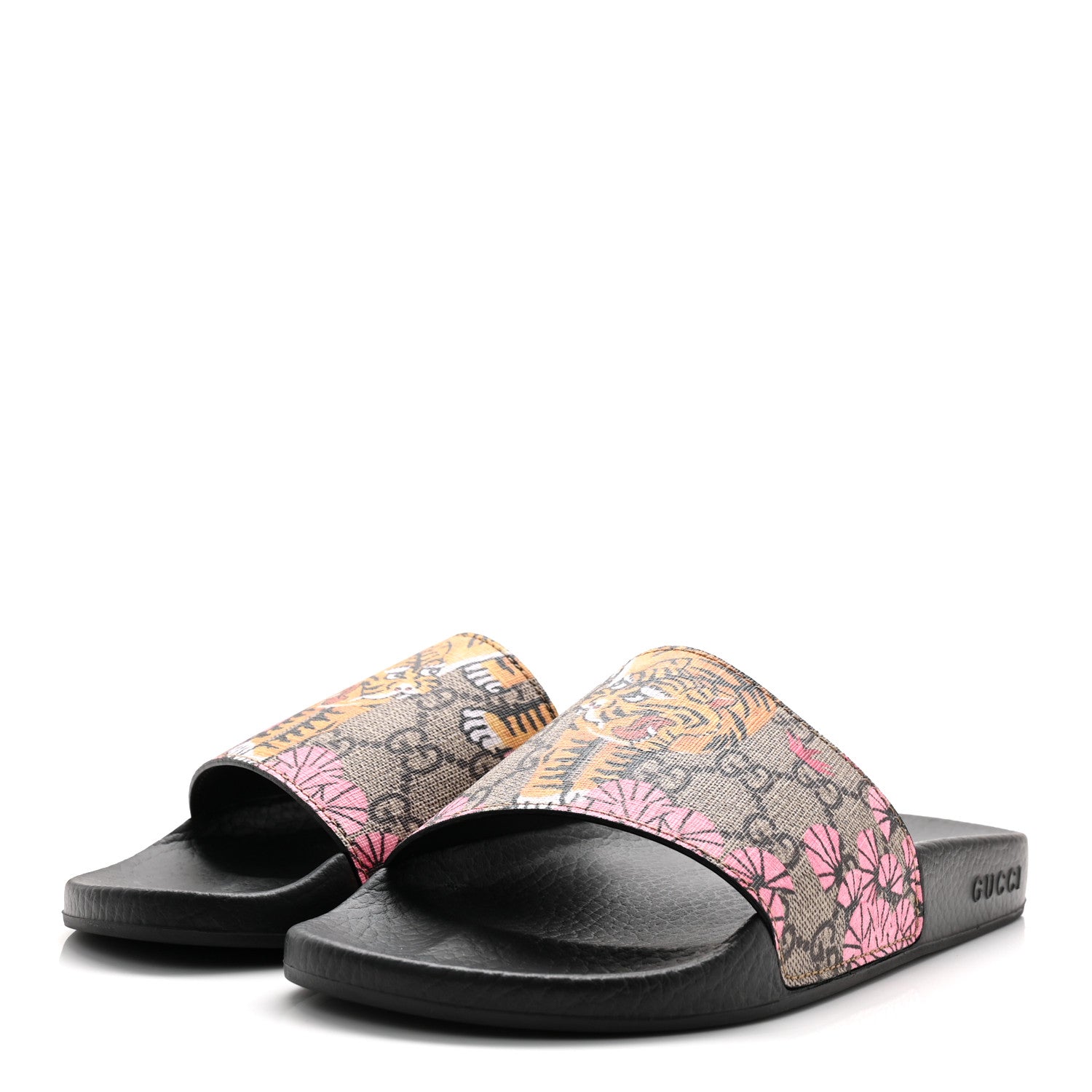 Gucci GG Supreme Monogram Bengal Slide Sandals 38 Beige Pink 3 of 10