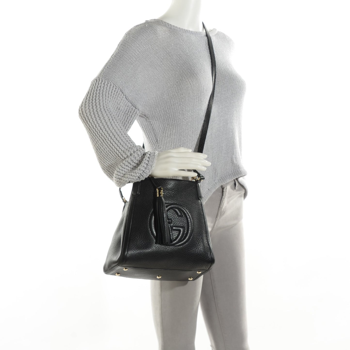 Pebbled Calfskin Small Soho Shoulder Bag Black