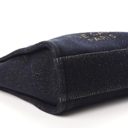 Chanel Lurex Canvas Mini Deauville Tote Navy Blue Gold 6 of 11