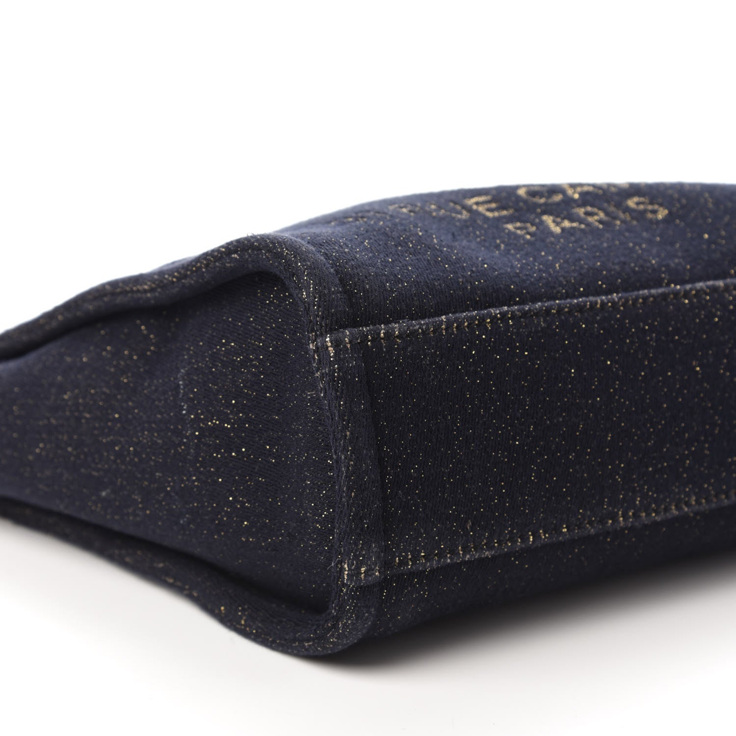 Chanel Lurex Canvas Mini Deauville Tote Navy Blue Gold 6 of 11