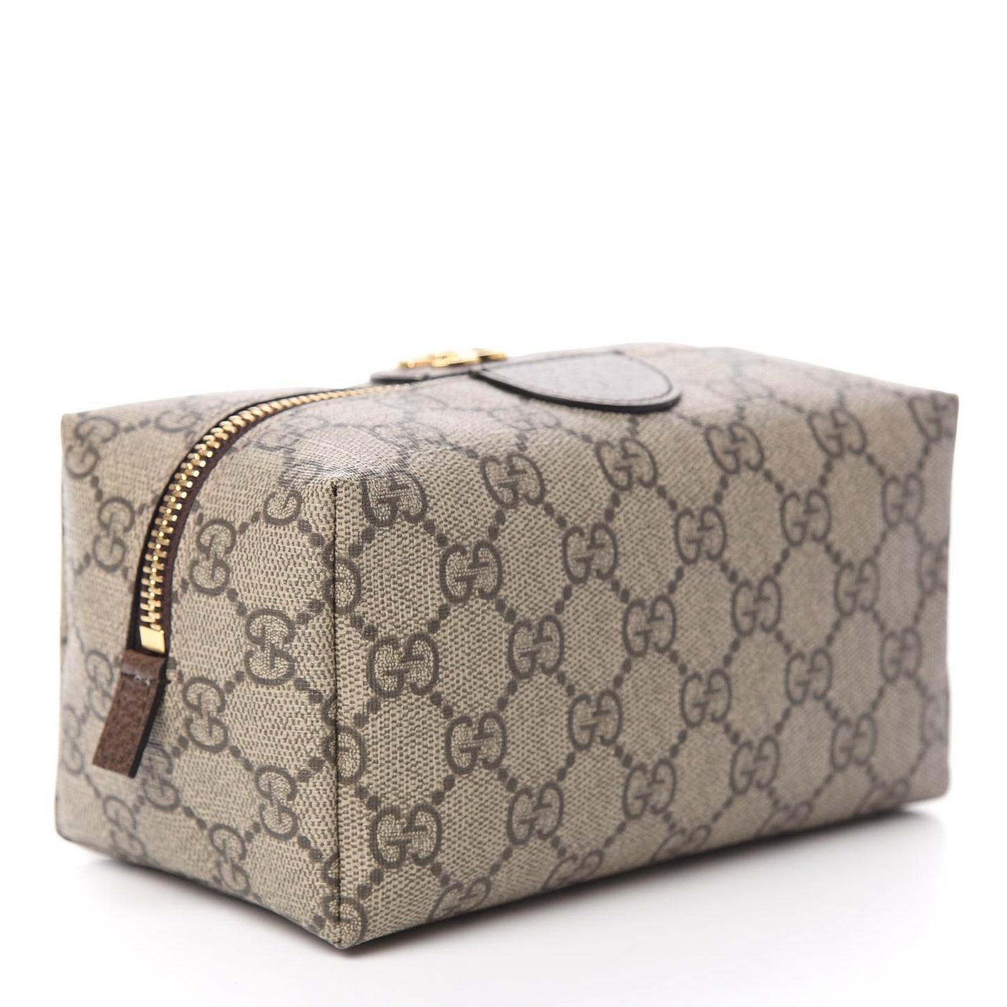 Soft GG Supreme Monogram Calfskin Medium Ophidia Cosmetic Case Beige Ebony New Acero