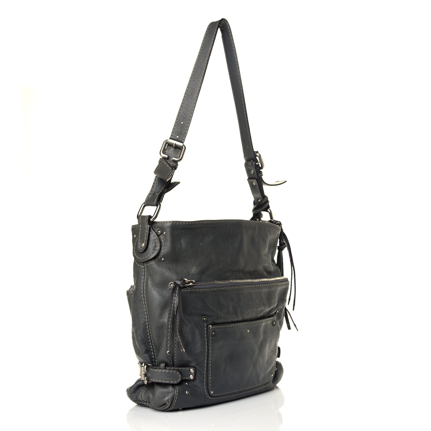 Calfskin Paddington Hobo Grey
