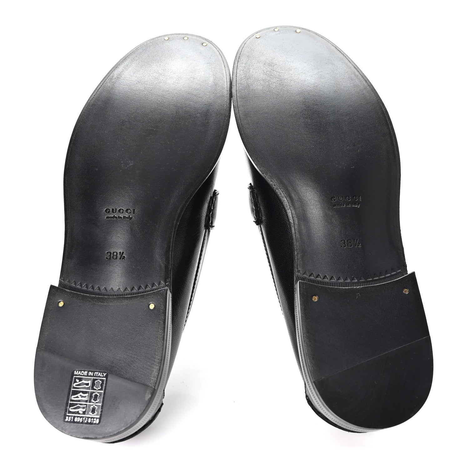Gucci Goatskin Womens Logo 15mm Loafers 38.5 Black 6 of 10