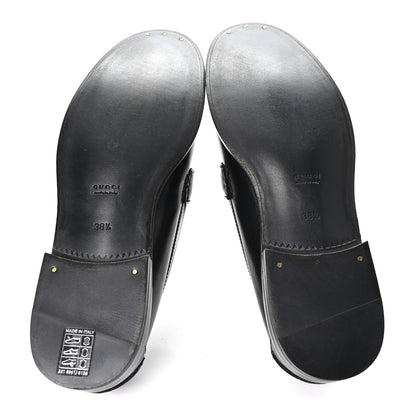 Gucci Goatskin Womens Logo 15mm Loafers 38.5 Black 6 of 10
