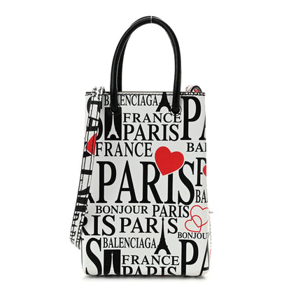 Balenciaga Calfskin Bonjour Paris Print Shopping Phone Holder Bag Paris Bonjour 1 of 8