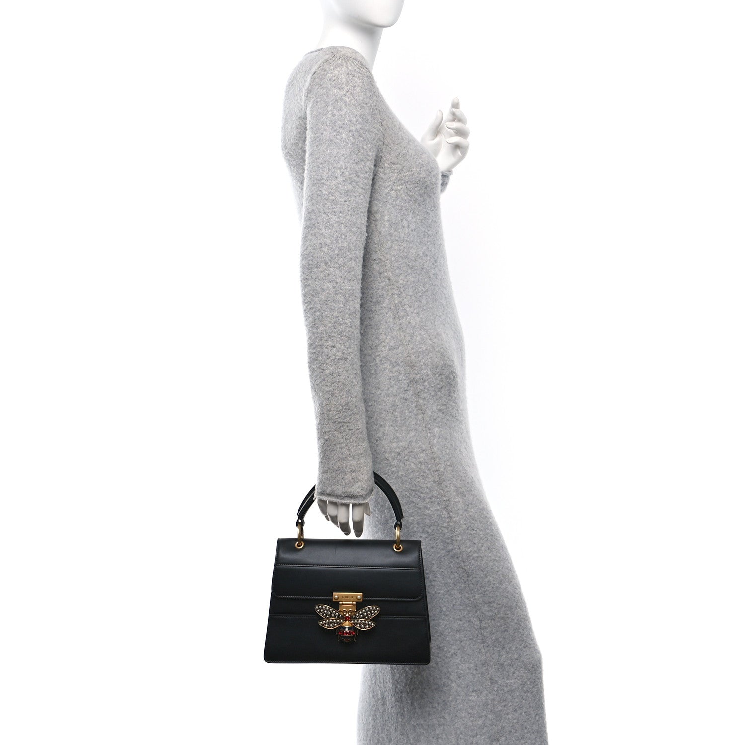 Gucci Calfskin Sylvie Web Small Queen Margaret Top Handle Bag Black 2 of 12