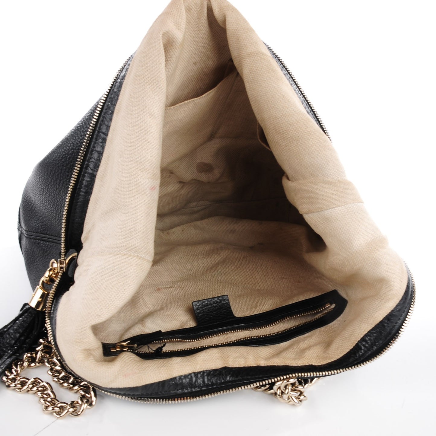Pebbled Calfskin Medium Soho Chain Hobo Black
