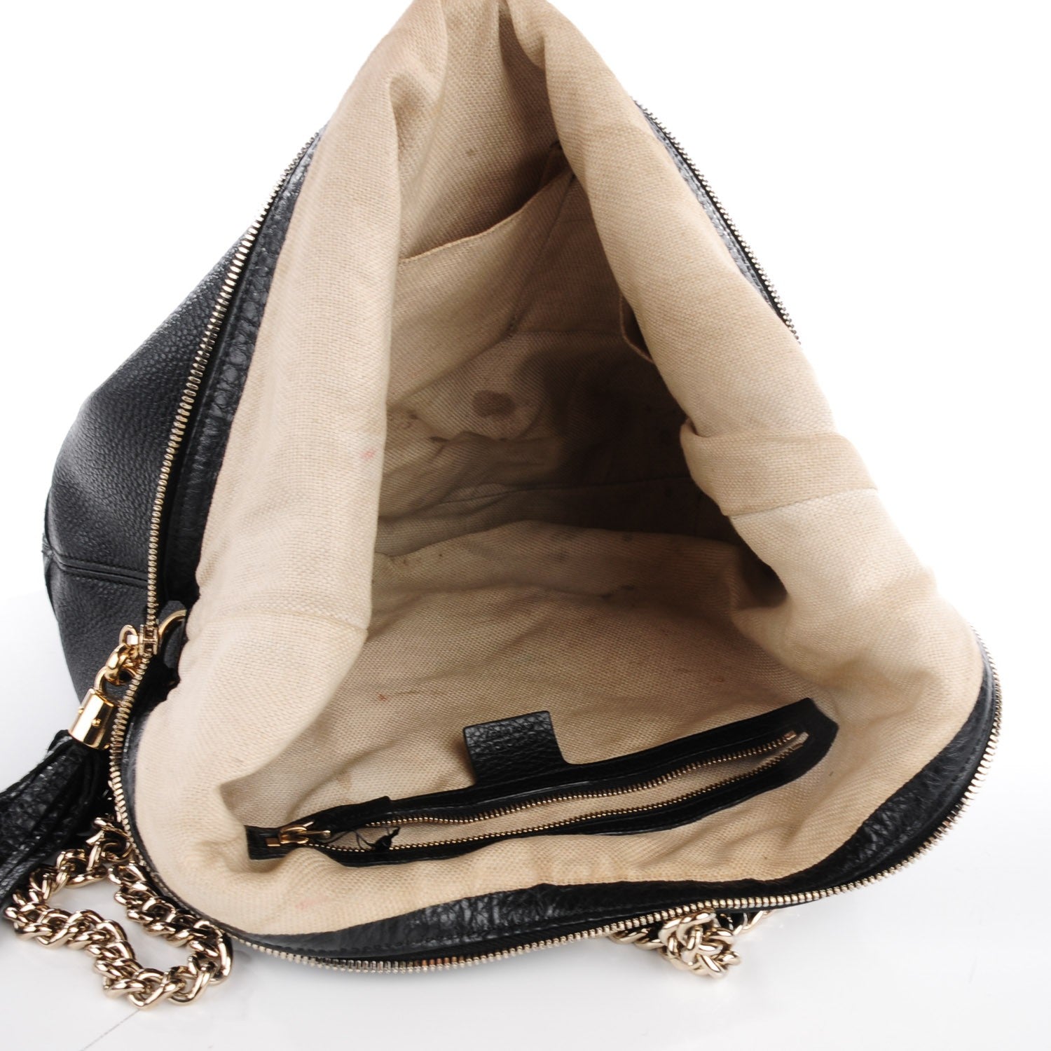 Gucci Pebbled Calfskin Medium Soho Chain Hobo Black 13 of 59