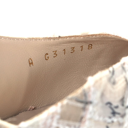 Chanel Tweed Lambskin Cap Toe CC Logo Slingback Pumps 39.5 Ivory Black 9 of 9