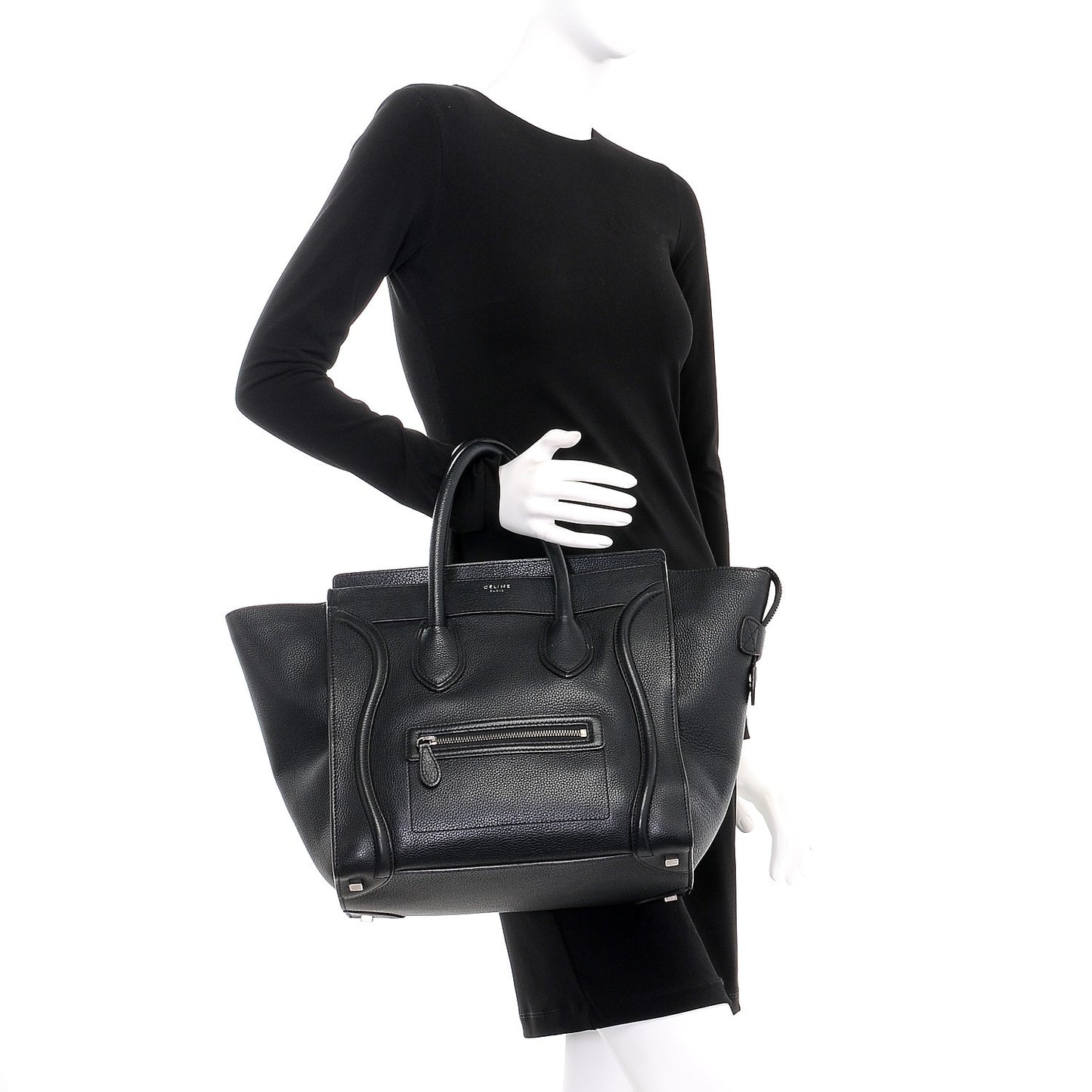 Drummed Calfskin Mini Luggage Black