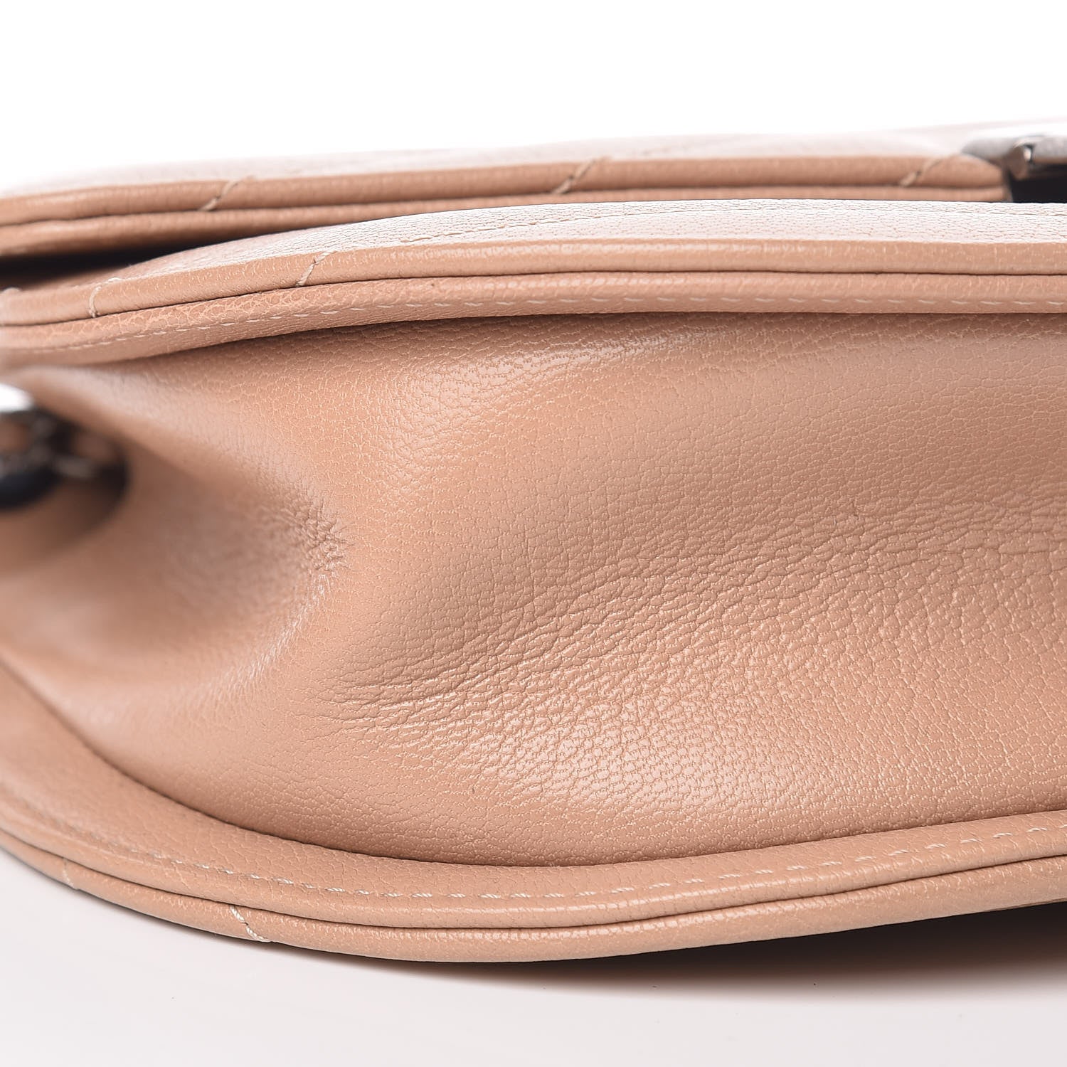 Chanel Shiny Goatskin Chevron Quilted Round Gabrielle Flap Beige 8 of 11
