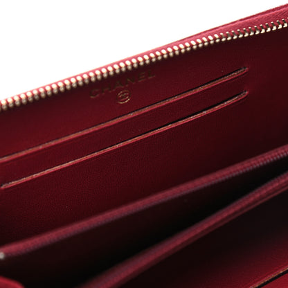 Chanel Sheepskin Caviar Chevron Quilted Medium Mademoiselle Vintage Zip Around Wallet Red 14 of 18