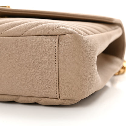 Saint Laurent Sheepskin Matelasse Chevron Monogram Medium College Bag Dark Beige 10 of 13