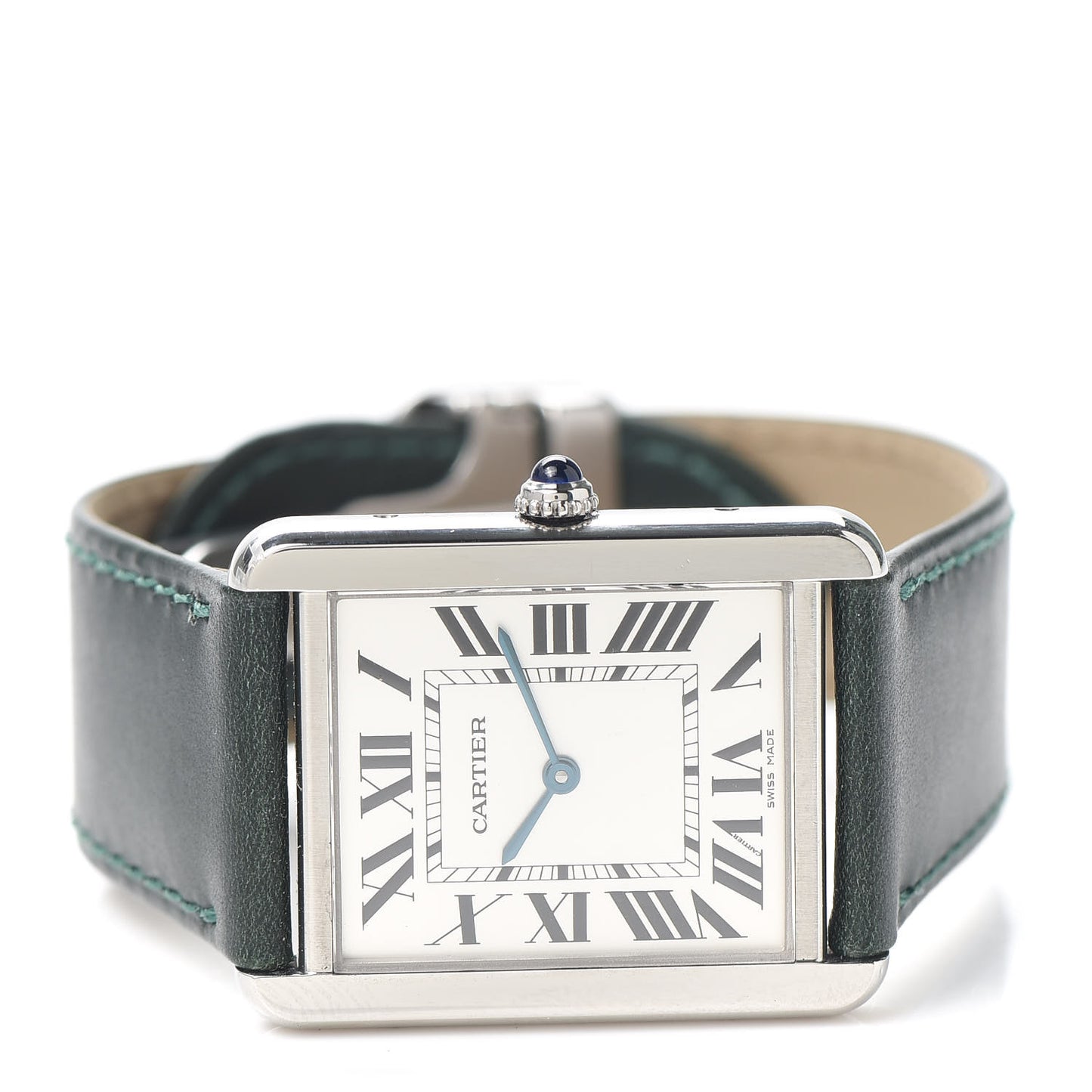 Stainless Steel Calfskin 27mm Tank Solo Quartz Watch Green