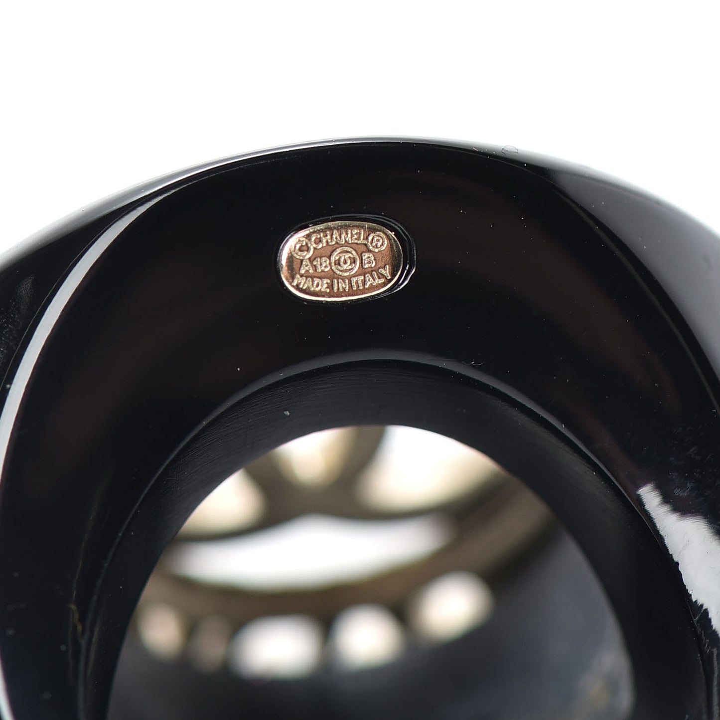 Enamel CC Paris Ring 6.5 Black