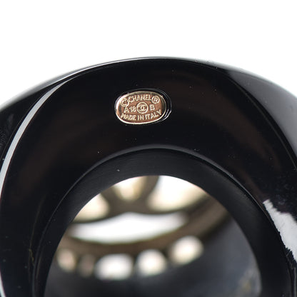 Chanel Enamel CC Paris Ring 6.5 Black 5 of 6